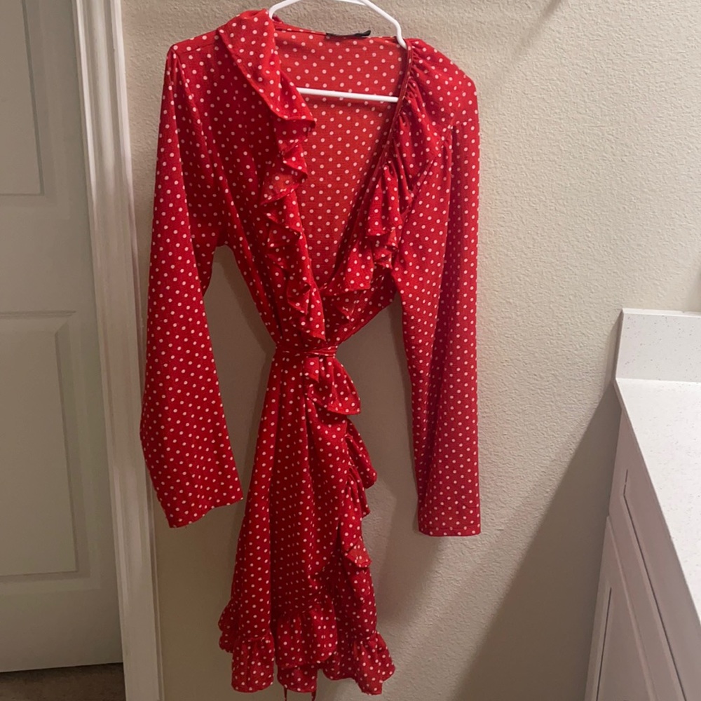 Polka dot Red Wrap Dress